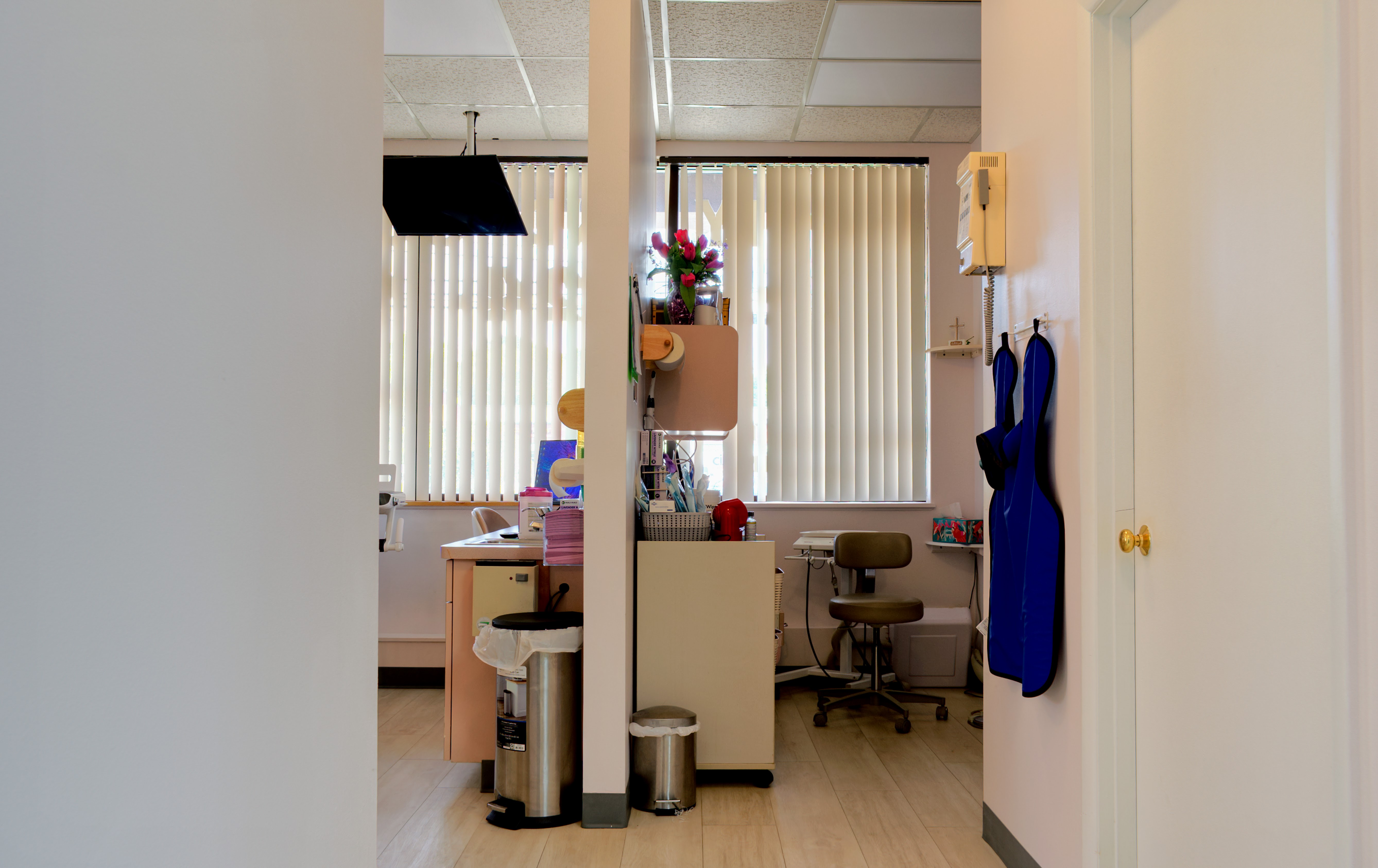 Office hallway connecting treatment spaces